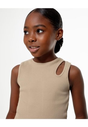 Camiseta Esqueleto Slim Rib Algodón Habana Niña Marron