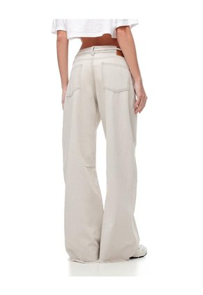 Jean Wide Leg Tiro Medio Gris Claro Mujer Azul