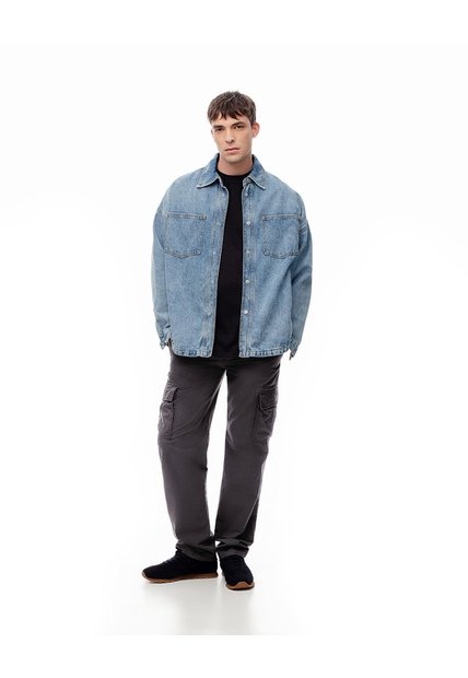 Pantalón Cargo Slim Algodón Gris Hombre Gris