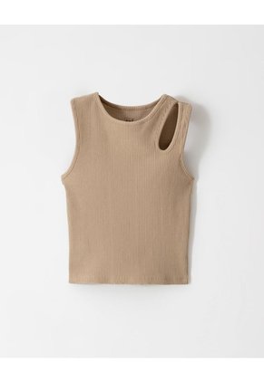Camiseta Esqueleto Slim Rib Algodón Habana Niña Marron