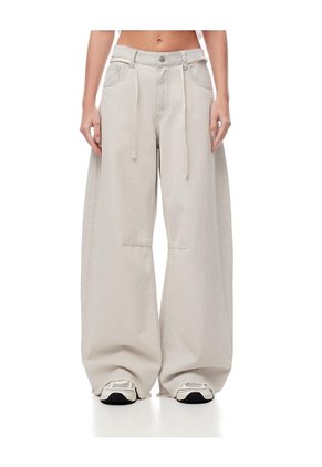 Jean Wide Leg Tiro Medio Gris Claro Mujer Azul