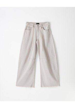 Jean Wide Leg Tiro Medio Gris Claro Mujer Azul