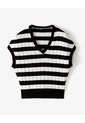 Chaleco Tipo Preppy Tejido De Punto Rayas Mujer Negro de Gef