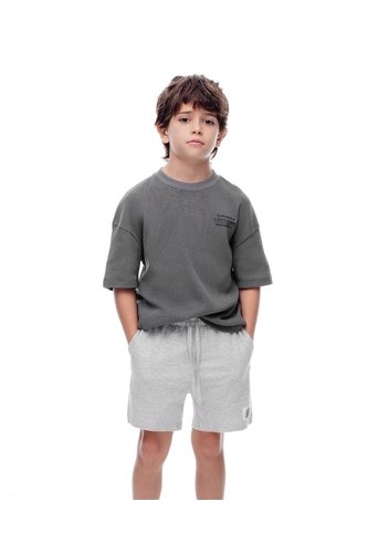 Bermuda Regular Algodón Gris Niño Gris Gef