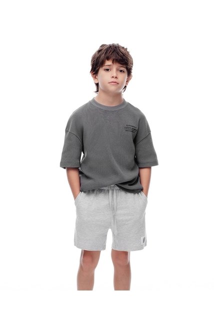 Bermuda Regular Algodón Gris Niño Gris