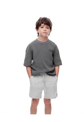 Bermuda Regular Algodón Gris Niño Gris