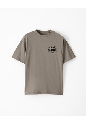 Camiseta Regular Algodón Café Estampada Hombre Cafe
