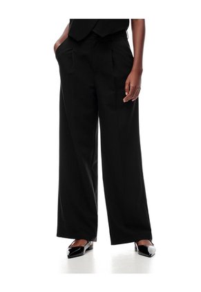 Pantalón Wide Leg Tiro Alto Negro Mujer Negro