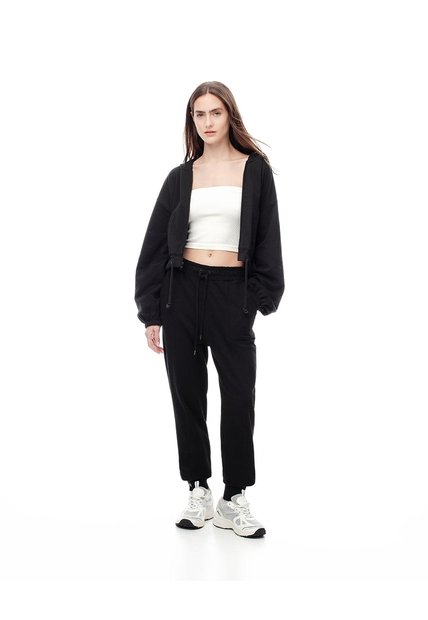 Jogger Tiro Medio Algodón Negro Mujer Negro