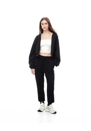 Jogger Tiro Medio Algodón Negro Mujer Negro