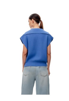 Chaleco Oversize Tejido Azul Mujer Azul