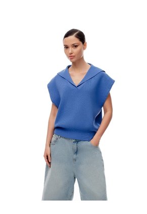 Chaleco Oversize Tejido Azul Mujer Azul