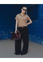 Pantalón Wide Leg Tiro Alto Negro Mujer Negro de Gef