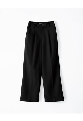 Pantalón Wide Leg Tiro Alto Negro Mujer Negro