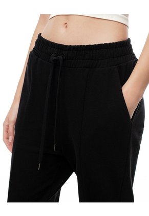 Jogger Tiro Medio Algodón Negro Mujer Negro