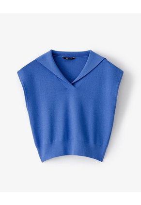 Chaleco Oversize Tejido Azul Mujer Azul