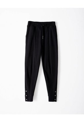 Jogger Tiro Medio Algodón Negro Mujer Negro