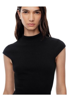 Vestido Largo Slim Algodón Negro Mujer Negro