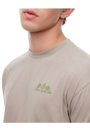 Camiseta Regular Algodón Taupe Estampada Hombre Marron Claro