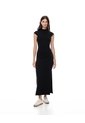 Vestido Largo Slim Algodón Negro Mujer Negro de Gef