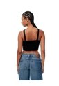 Crop Top Slim Rib Algodón Negra Mujer Negro de Gef