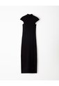 Vestido Largo Slim Algodón Negro Mujer Negro de Gef
