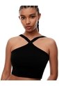 Crop Top Slim Rib Algodón Negra Mujer Negro de Gef