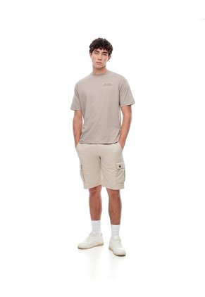 Camiseta Regular Algodón Taupe Estampada Hombre Marron Claro
