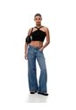 Crop Top Slim Rib Algodón Negra Mujer Negro de Gef