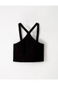 Crop Top Slim Rib Algodón Negra Mujer Negro de Gef