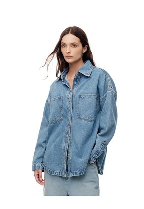 Chaqueta Denim Overshirt índigo Medio Mujer Azul Oscuro