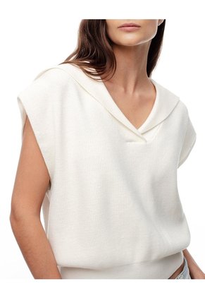 Chaleco Oversize Tejido Nlanco Mujer Blanco