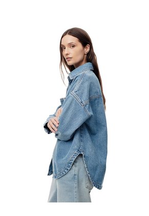 Chaqueta Denim Overshirt índigo Medio Mujer Azul Oscuro