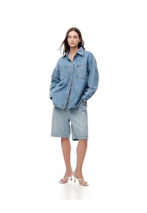 Chaqueta Denim Overshirt índigo Medio Mujer Azul Oscuro