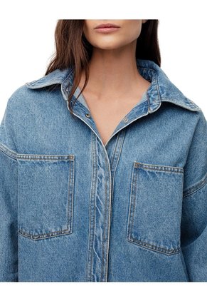 Chaqueta Denim Overshirt índigo Medio Mujer Azul Oscuro