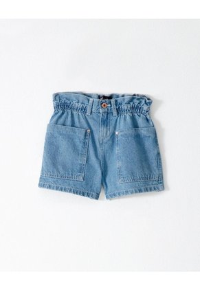 Short Cargo Tiro Alto Denim índigo Medio Niña Azul Oscuro