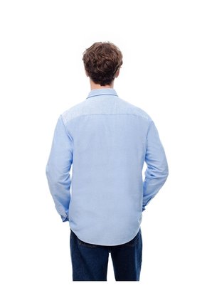Camisa Manga Larga Slim Algodón Azul Hombre Azul