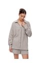 Camisa Relax Manga Larga Algodón Taupe Mujer Marron Claro de Gef