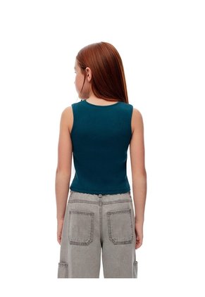 Camiseta Esqueleto Slim Rib Algodón Verde Niña Verde