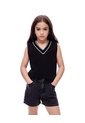 Short Tiro Medio Denim Negro Niña Azul de Gef