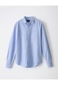 Camisa Manga Larga Slim Algodón Azul Hombre Azul de Gef