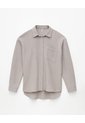 Camisa Relax Manga Larga Algodón Taupe Mujer Marron Claro de Gef