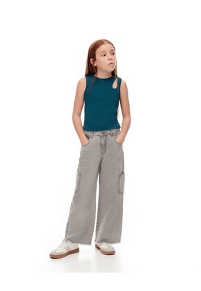 Camiseta Esqueleto Slim Rib Algodón Verde Niña Verde