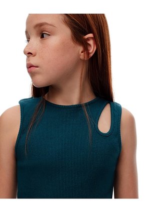 Camiseta Esqueleto Slim Rib Algodón Verde Niña Verde