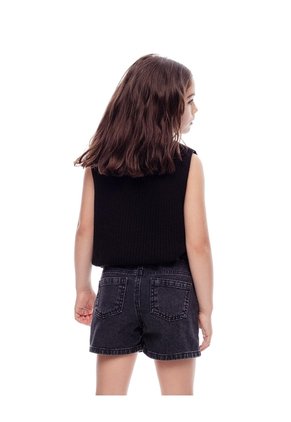 Short Tiro Medio Denim Negro Niña Azul