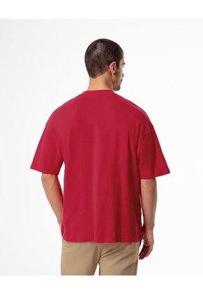 Camiseta Oversize Algodón Roja Hombre Rojo