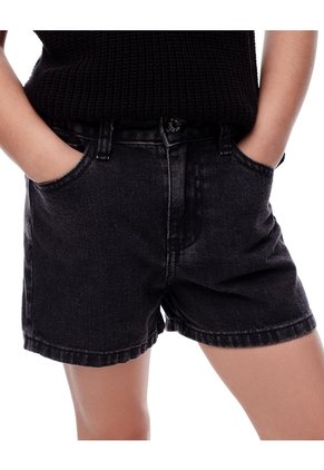 Short Tiro Medio Denim Negro Niña Azul