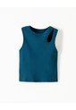 Camiseta Esqueleto Slim Rib Algodón Verde Niña Verde de Gef