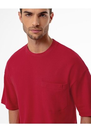 Camiseta Oversize Algodón Roja Hombre Rojo