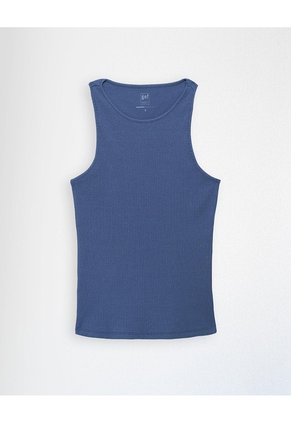 Camiseta Esqueleto Slim Rib Algodón Azul Mujer Azul